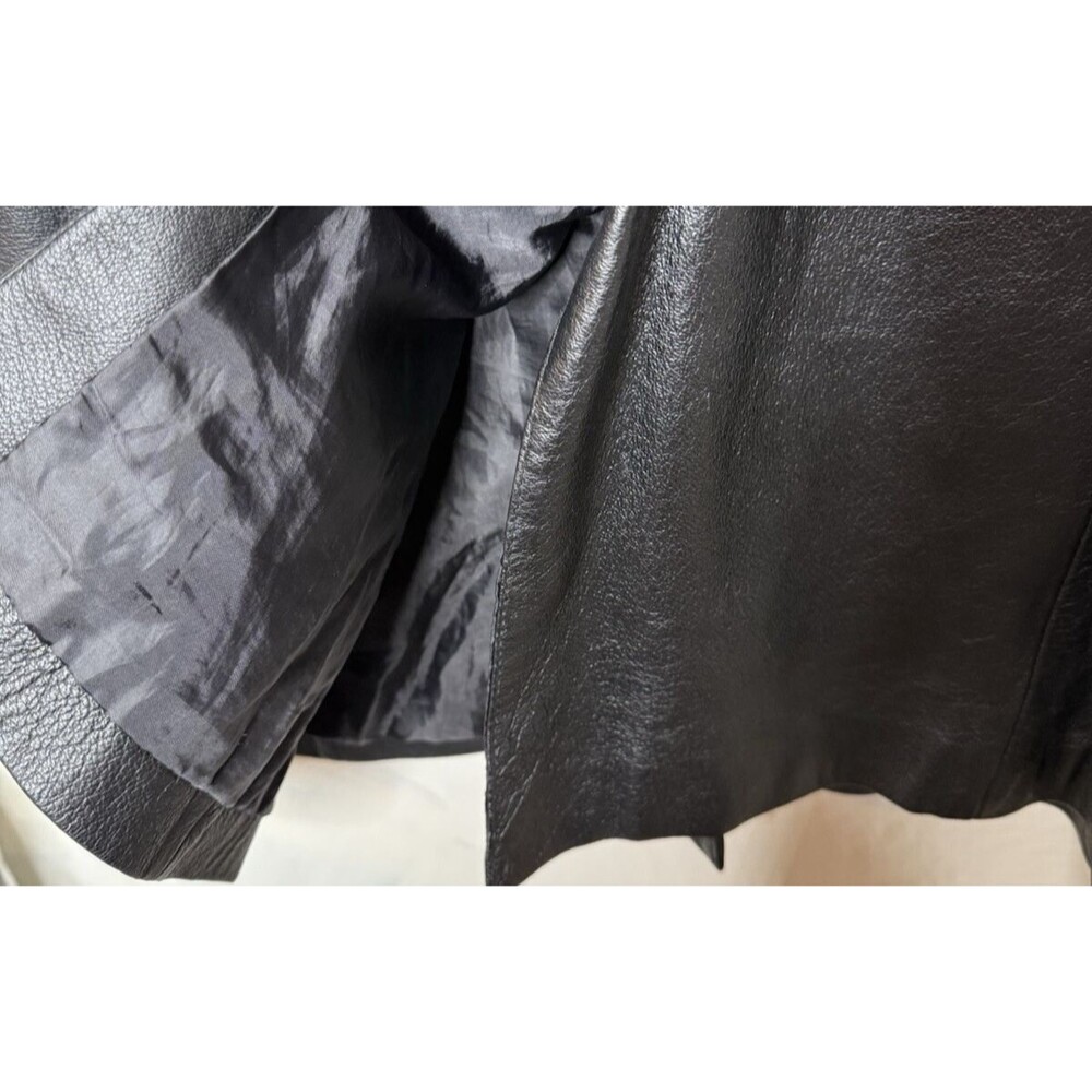 Vintage USA Leather Coat Women's 3X Black Button Front Jacket Pockets Soft 90's - Picture 6 of 12